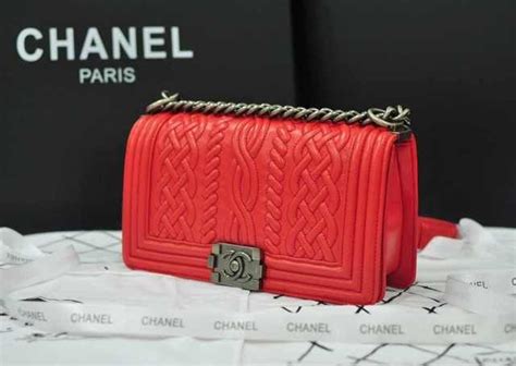 red Chanel boyfriend bag